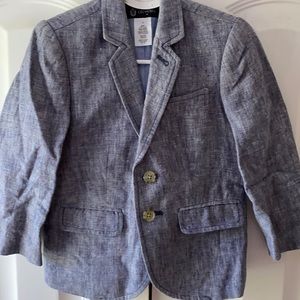 Boys Crewcuts linen blazer size 3. 100% linen navy blue hues.